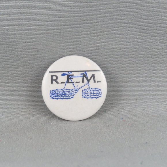 Vintage Band Pin - R.E.M. Bike Graphic - Celluloid Pin - Picture 3 of 3